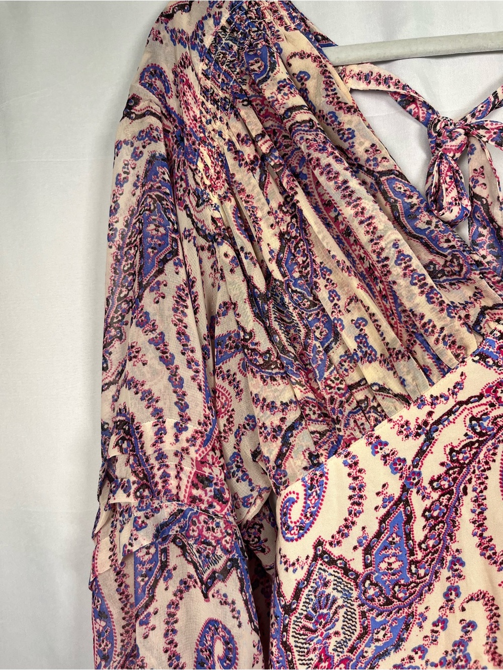 Free people mirage tiered flowy maxi dress paisley print boho tassel sz 4 - Picture 7 of 15
